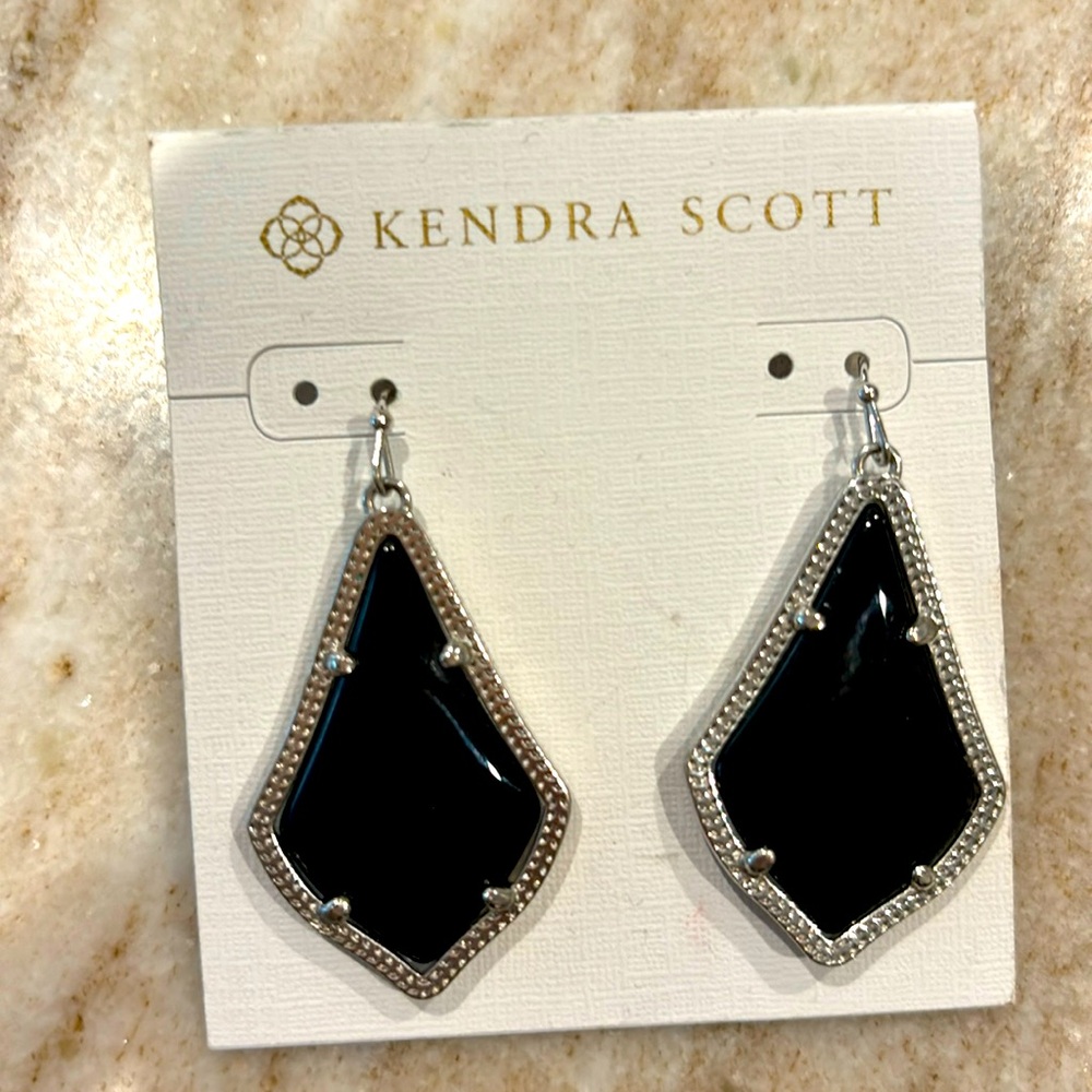 Kendra Scott Silver & Black Drop Earrings